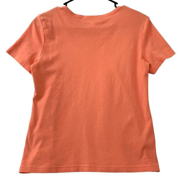 Karen Scott Peony Coral Short Sleeve Top Tee Women’s Size PM - Picture 3 of 3